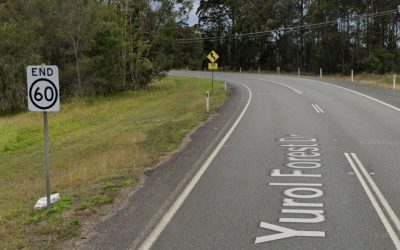 ‘END 60’ SIGN ON YUROL FOREST DRIVE, POMONA MARCH 2024